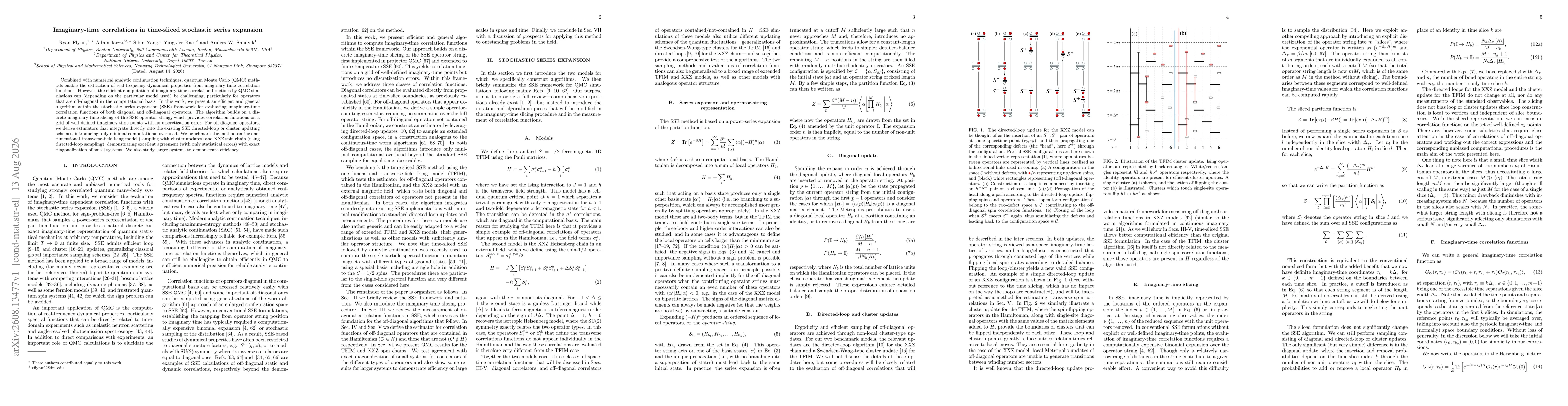 Thumbnail for Imaginary-time correlations in time-sliced stochastic series expansion