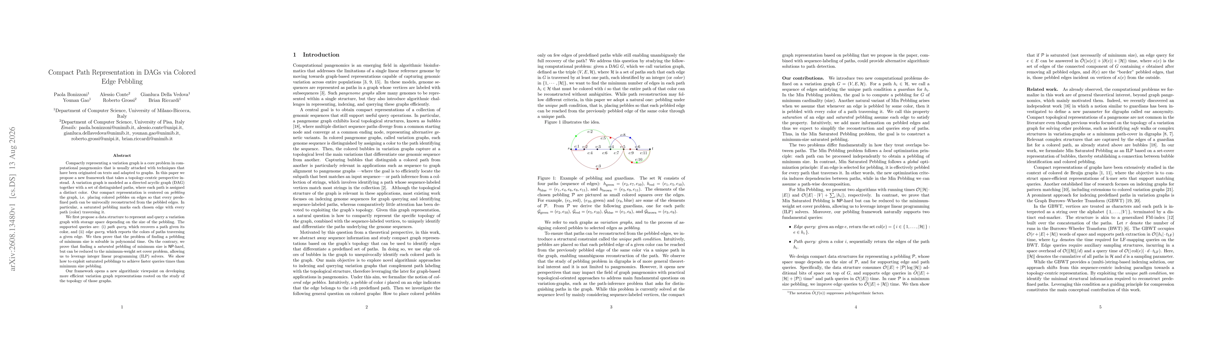 Thumbnail for Compact Path Representation in DAGs via Colored Edge Pebbling