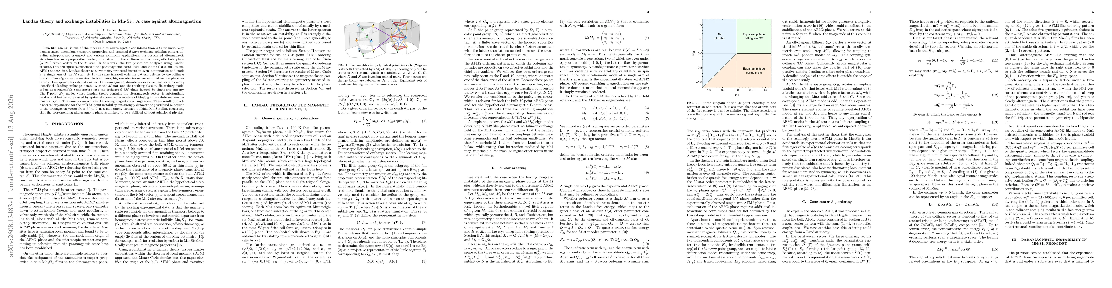 Thumbnail for Landau theory and exchange instabilities in Mn$_5$Si$_3$: A case against altermagnetism