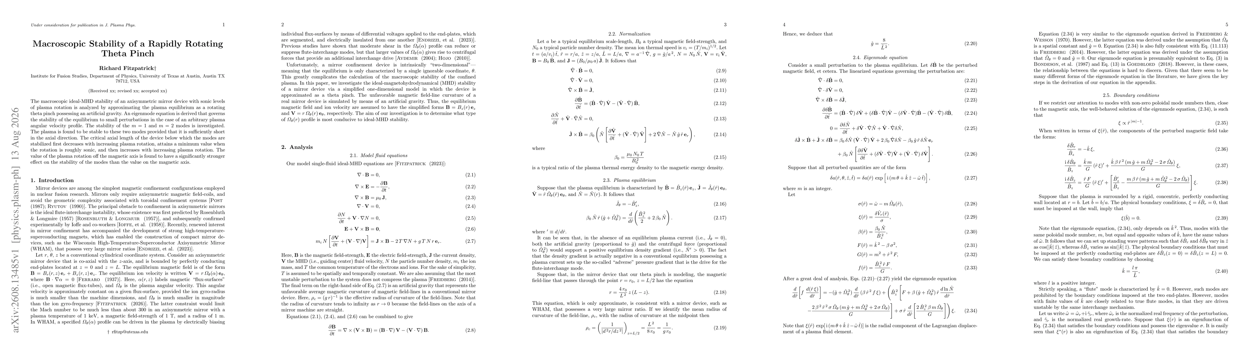 Thumbnail for Macroscopic Stability of a Rapidly Rotating Theta Pinch