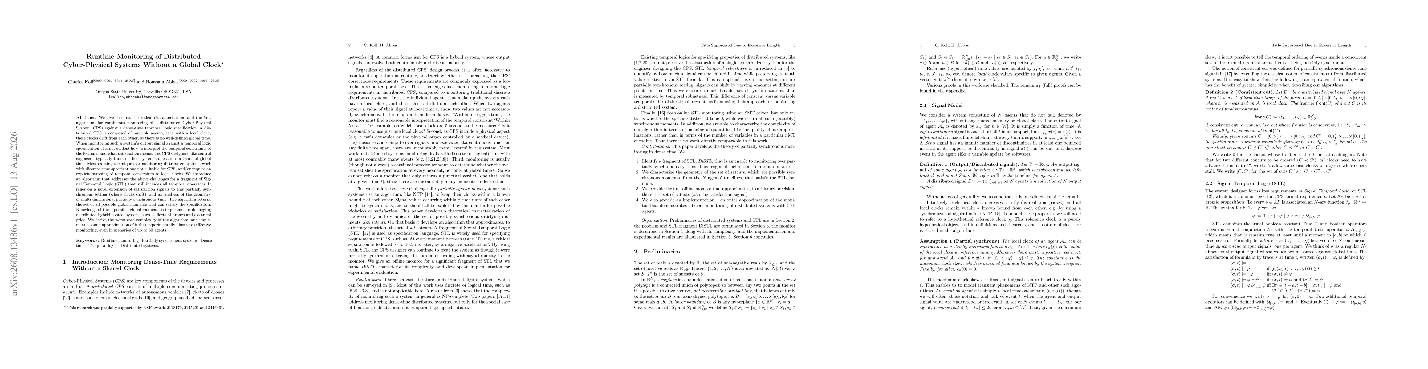 Thumbnail for Runtime Monitoring of Distributed Cyber-Physical Systems Without a Global Clock