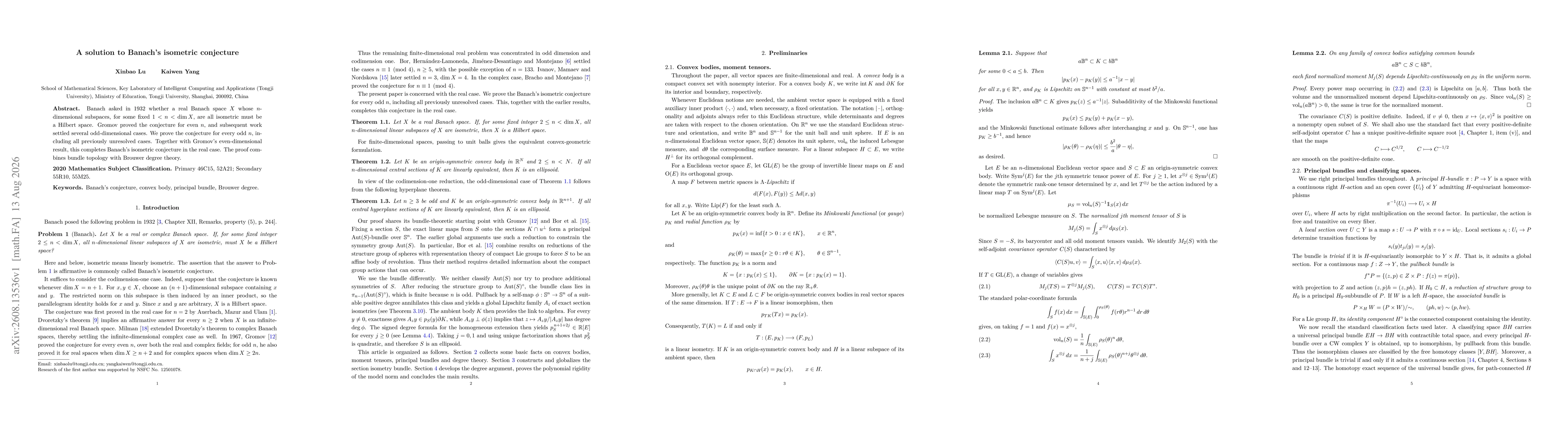 Thumbnail for A solution to Banach's isometric conjecture