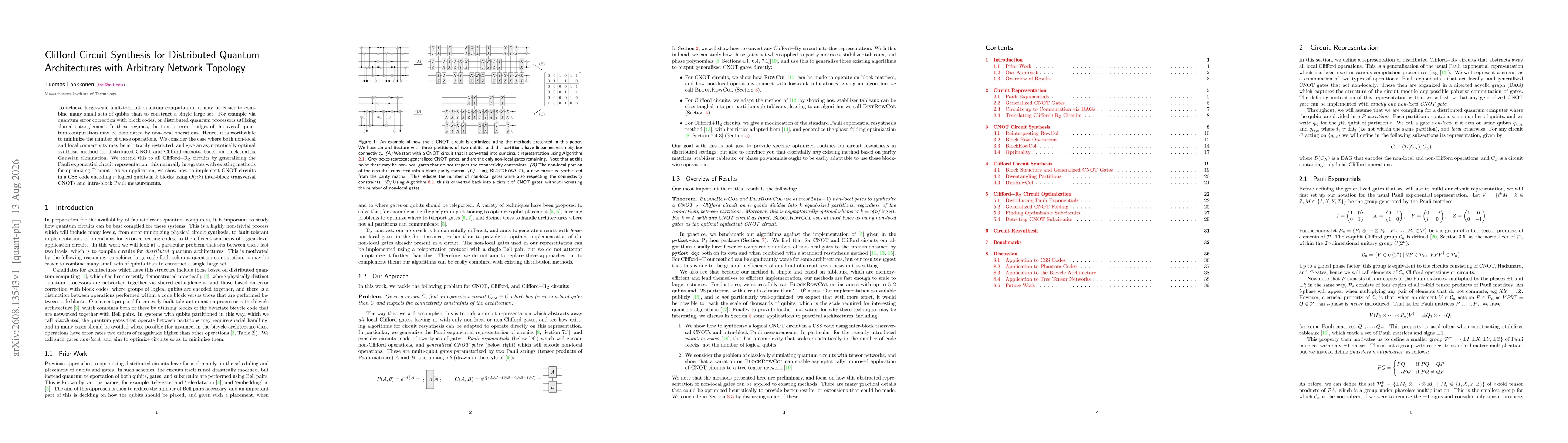 Thumbnail for Clifford Circuit Synthesis for Distributed Quantum Architectures with Arbitrary Network Topology