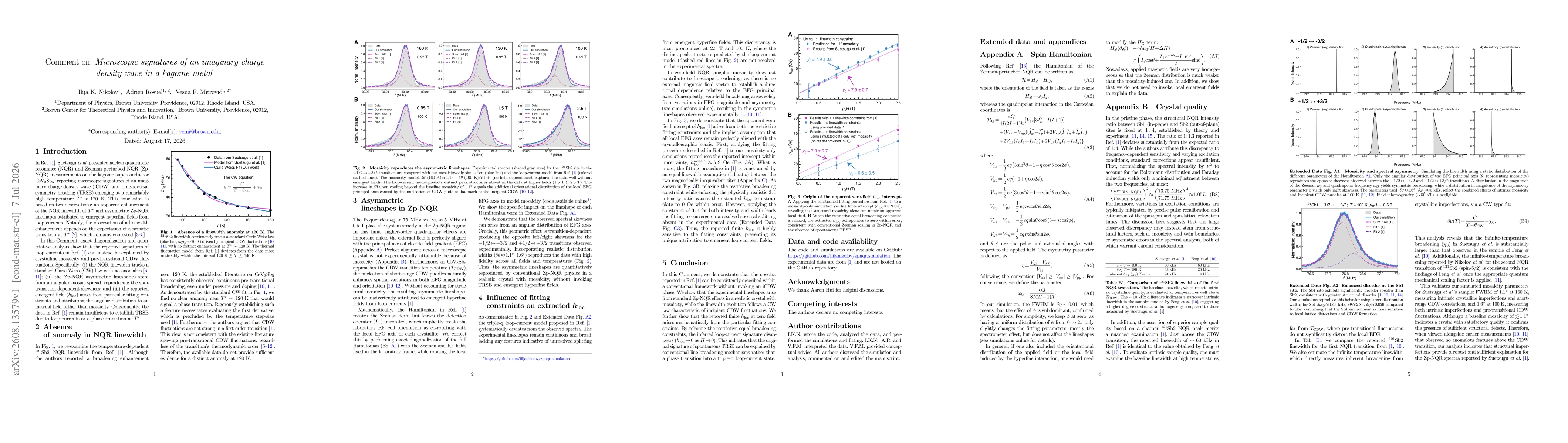 Thumbnail for Comment on: Microscopic signatures of an imaginary charge density wave in a kagome metal