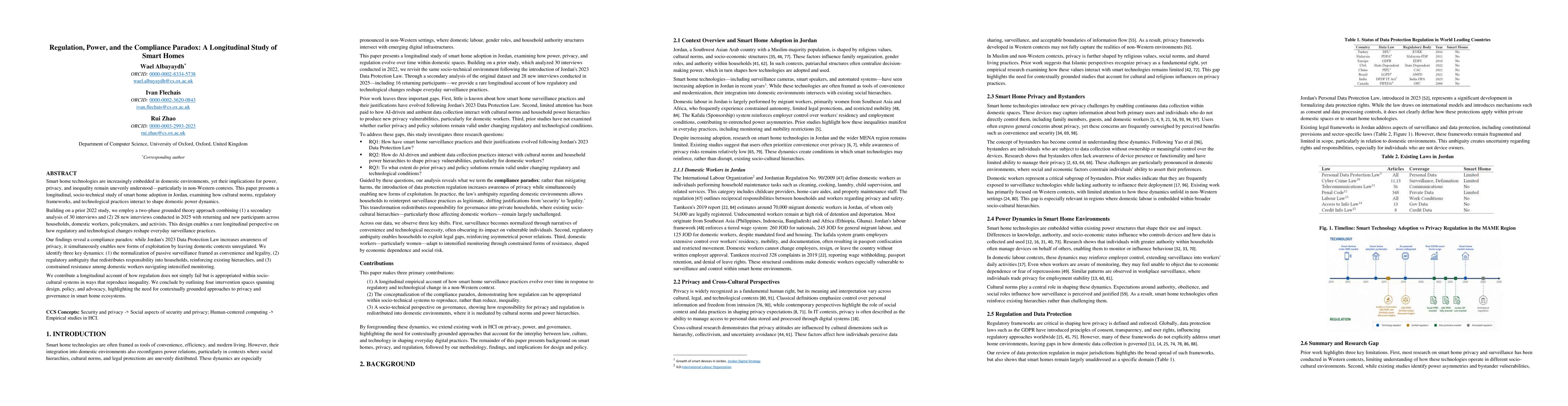 Thumbnail for Regulation, Power, and the Compliance 1 Paradox: A Longitudinal Study of Smart Homes