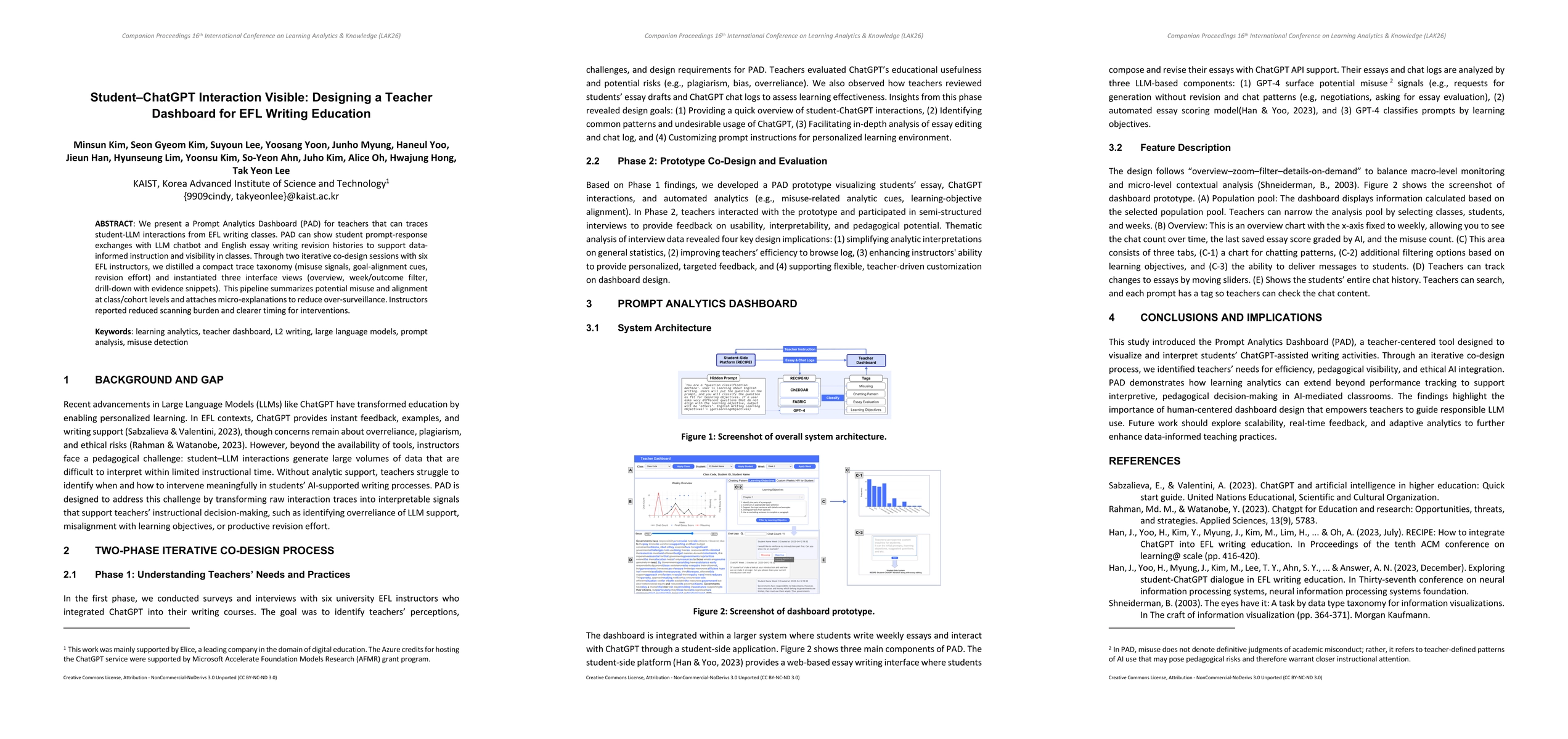Thumbnail for Student-ChatGPT Interaction Visible: Designing a Teacher Dashboard for EFL Writing Education