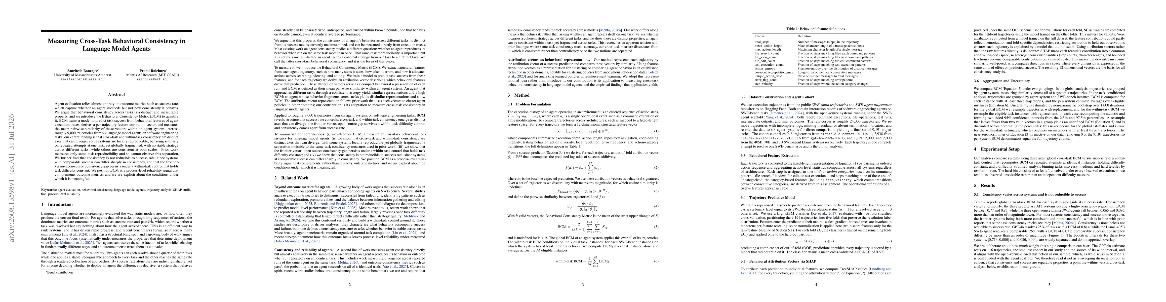 Thumbnail for Measuring Cross-Task Behavioral Consistency in Language Model Agents