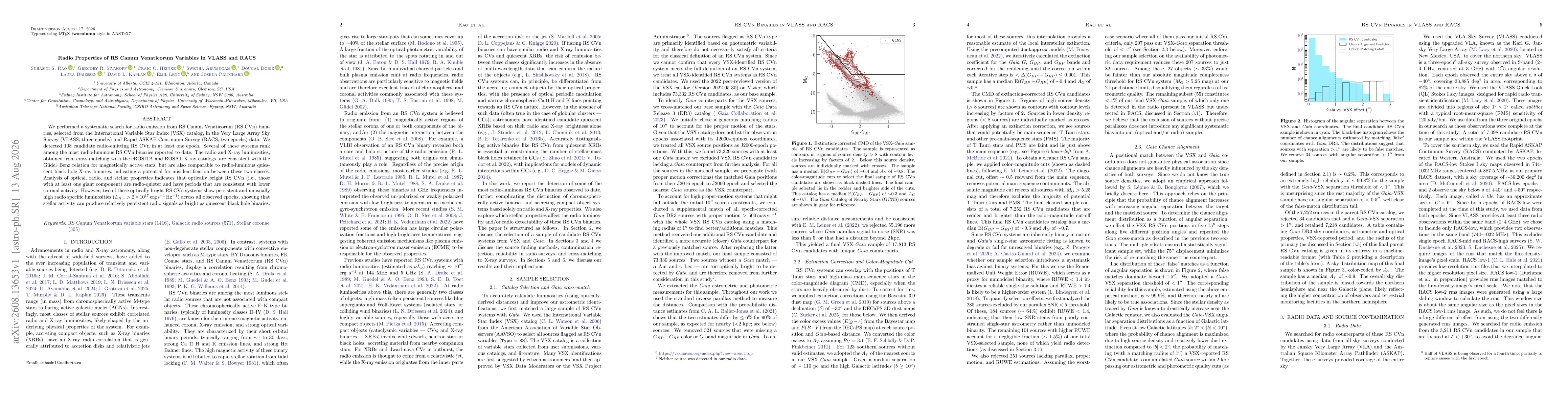 Thumbnail for Radio Properties of RS Canum Venaticorum Variables in VLASS and RACS
