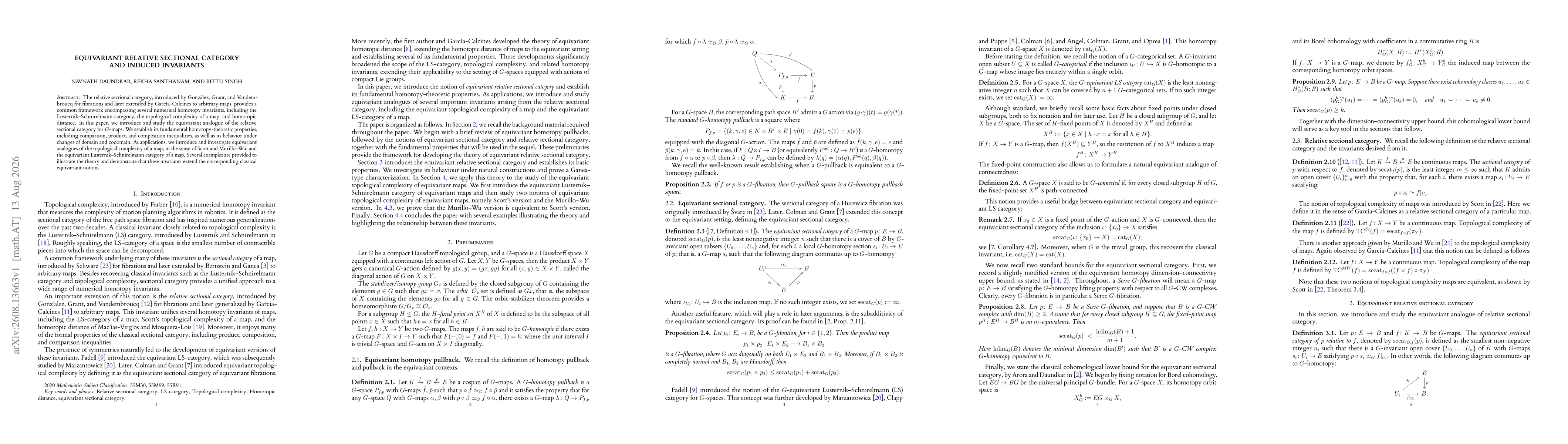 Thumbnail for Equivariant Relative Sectional Category and Induced Invariants