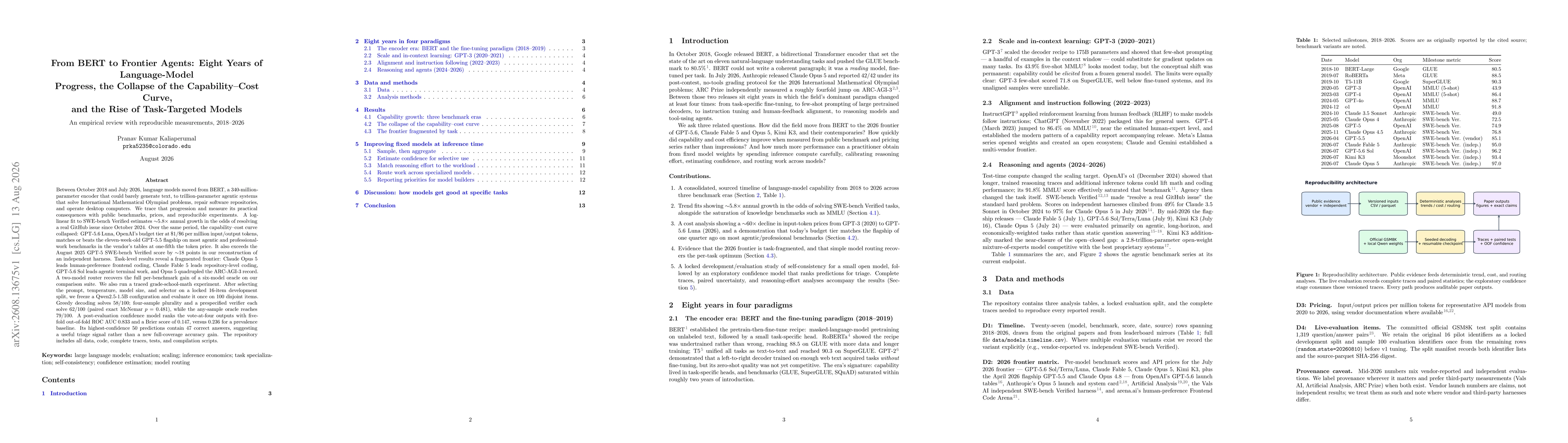 Thumbnail for From BERT to Frontier Agents: Eight Years of Language-Model Progress, the Collapse of the Capability-Cost Curve, and the Rise of Task-Targeted Models