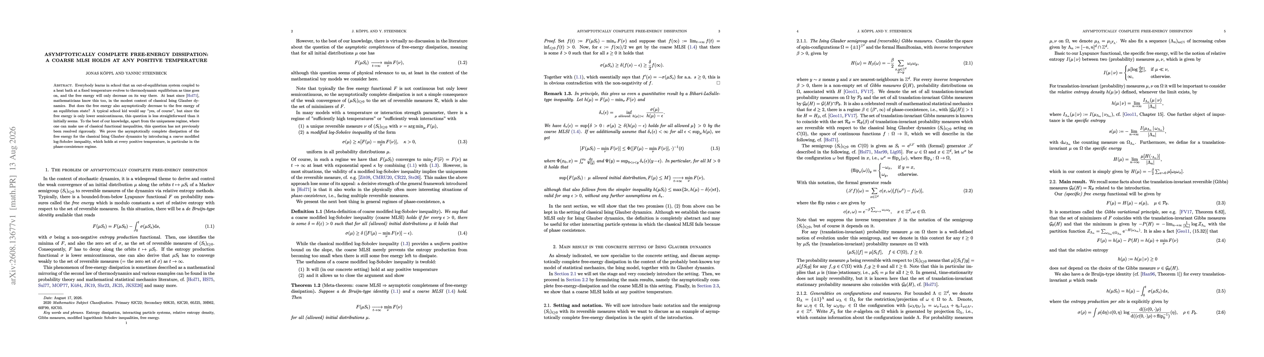 Thumbnail for Asymptotically complete free-energy dissipation: a coarse MLSI holds at any positive temperature