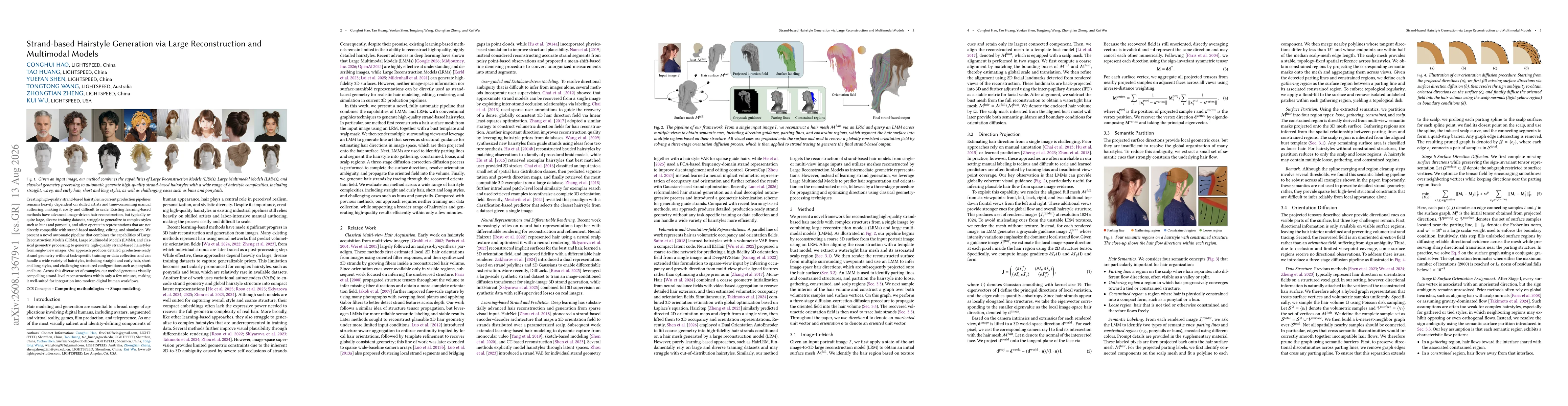 Thumbnail for Strand-based Hairstyle Generation via Large Reconstruction and Multimodal Models