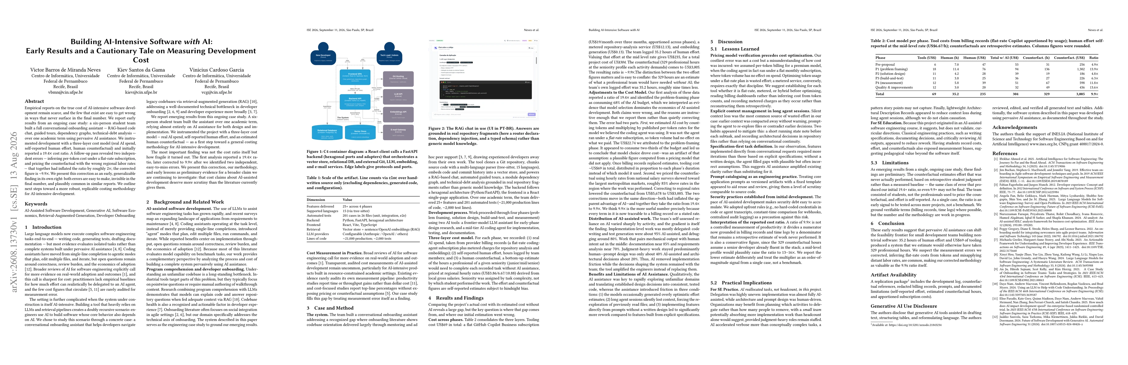 Thumbnail for Building AI-Intensive Software with AI: Early Results and a Cautionary Tale on Measuring Development Cost