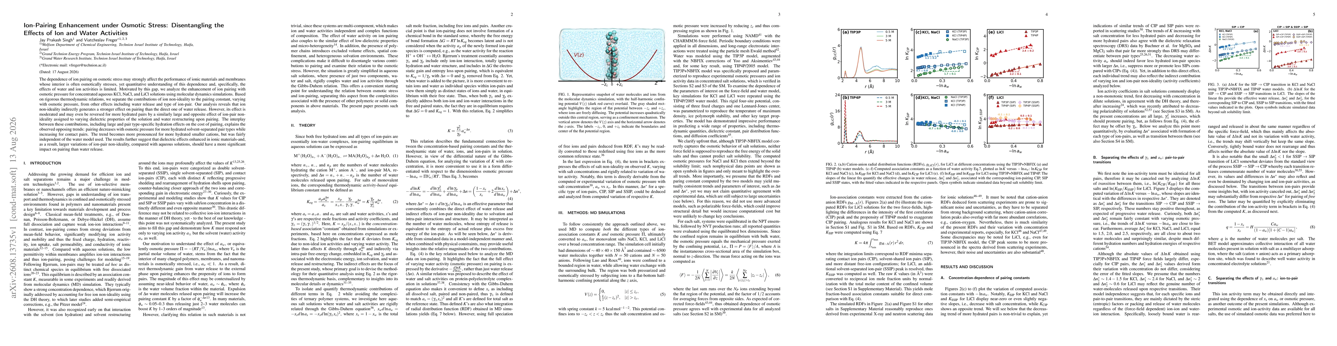 Thumbnail for Ion-Pairing Enhancement under Osmotic Stress: Disentangling the Effects of Ion and Water Activities