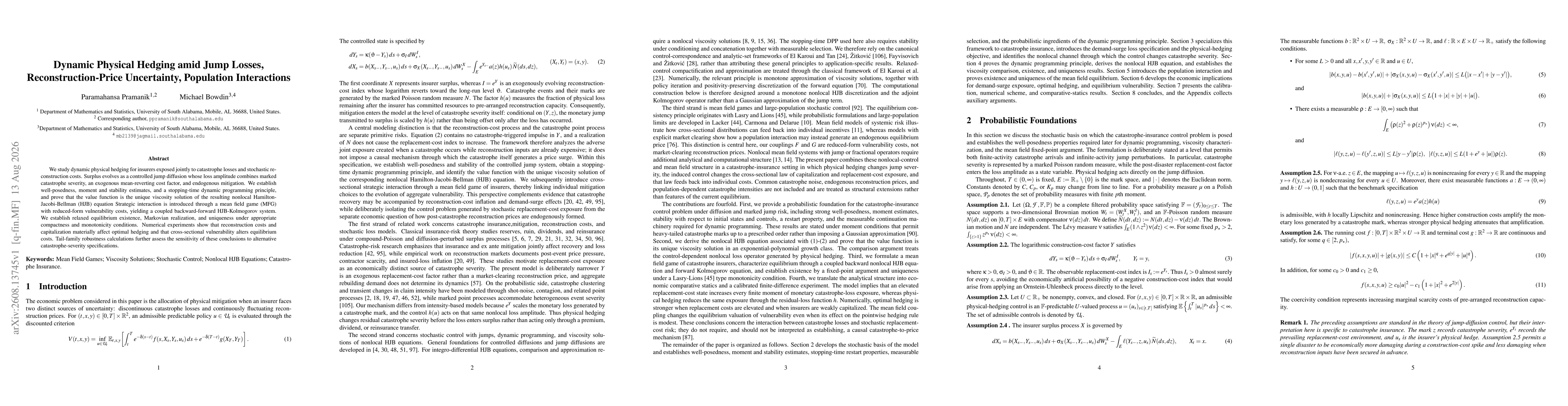 Thumbnail for Dynamic Physical Hedging amid Jump Losses, Reconstruction-Price Uncertainty, Population Interactions