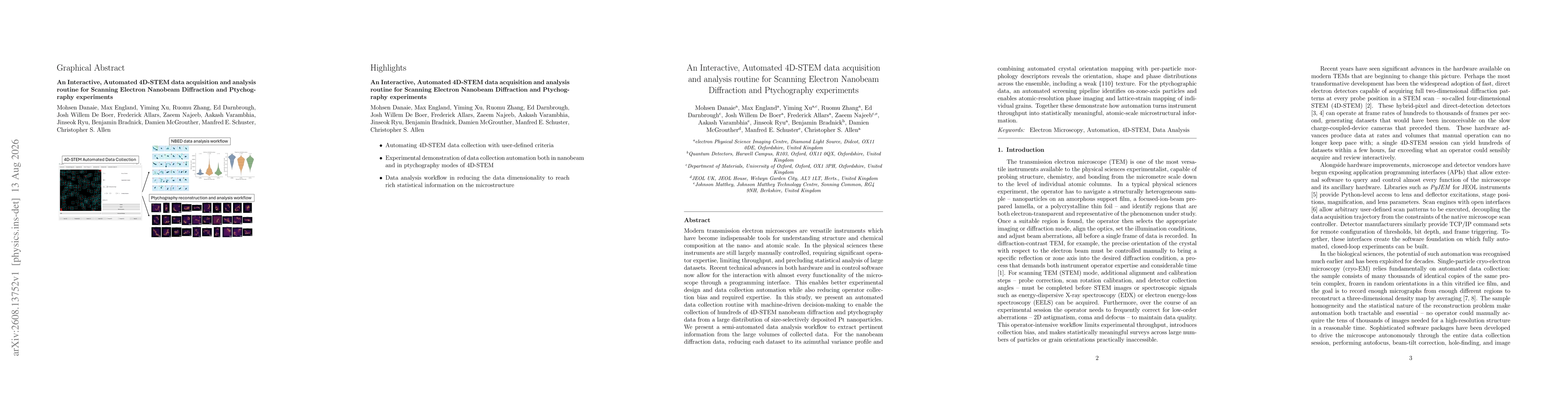 Thumbnail for An Interactive, Automated 4D-STEM data acquisition and analysis routine for Scanning Electron Nanobeam Diffraction and Ptychography experiments