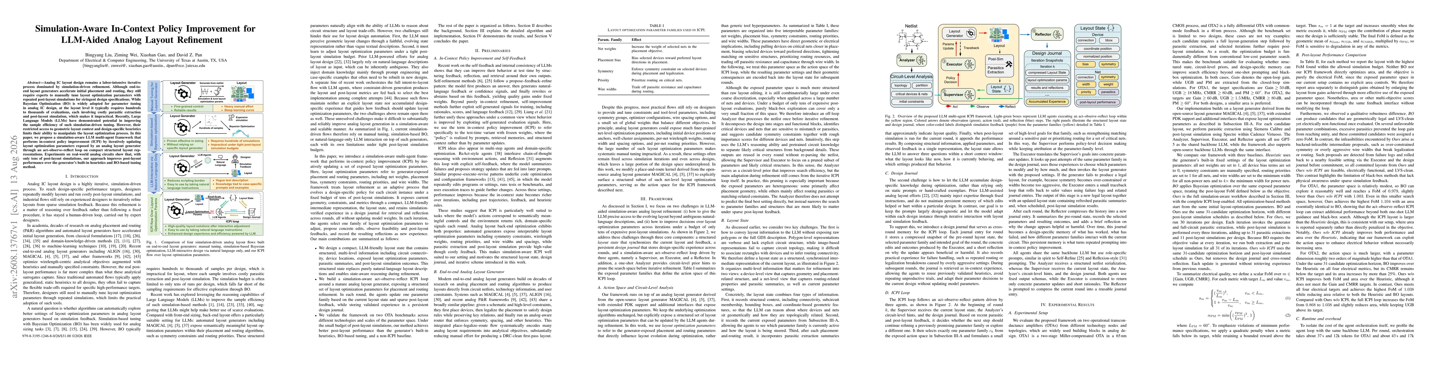 Thumbnail for Simulation-Aware In-Context Policy Improvement for LLM-Aided Analog Layout Refinement