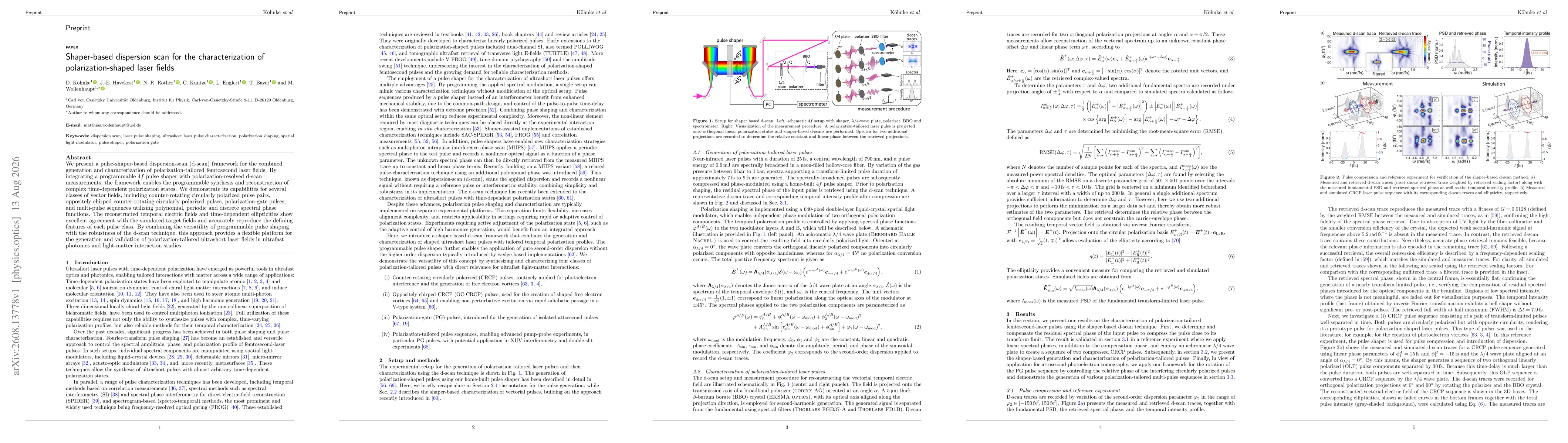 Thumbnail for Shaper-based dispersion scan for the characterization of polarization-shaped laser fields