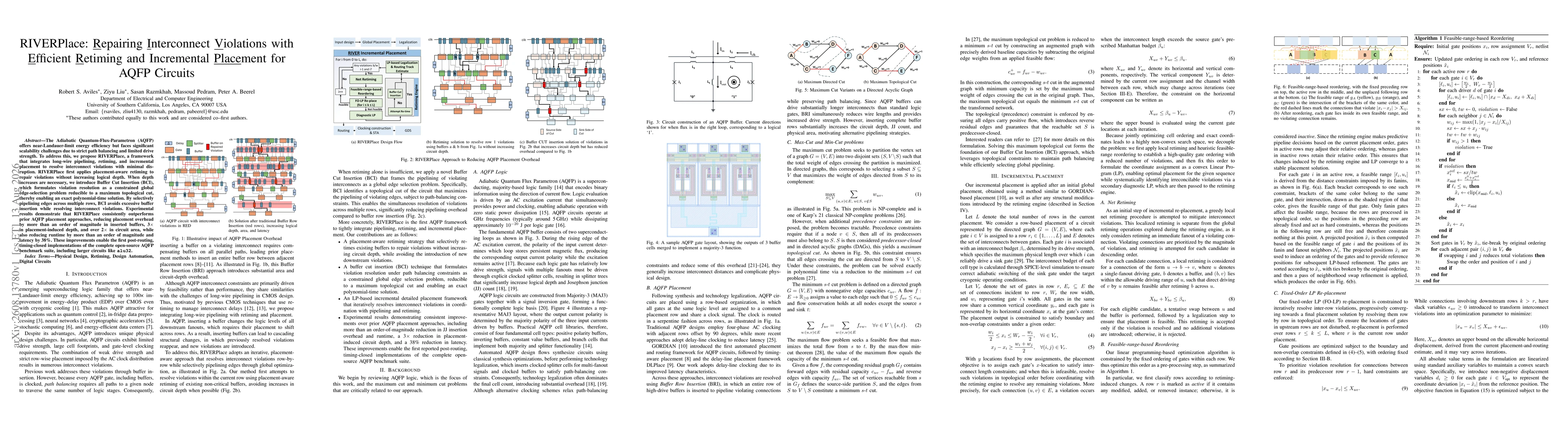 Thumbnail for RIVERPlace: Repairing Interconnect Violations with Efficient Retiming and Incremental Placement for AQFP Circuits