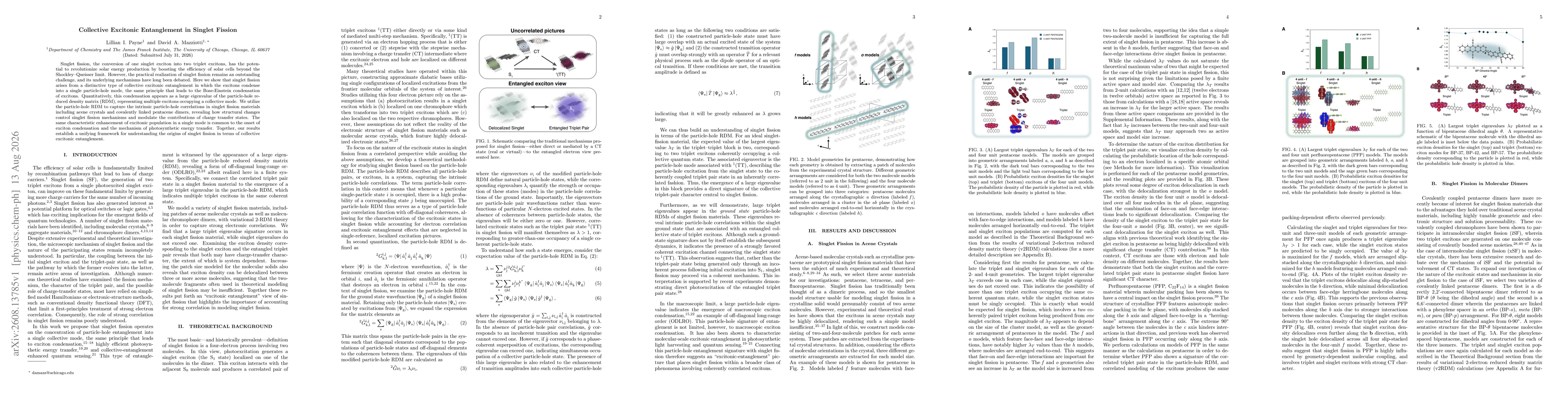 Thumbnail for Collective Excitonic Entanglement in Singlet Fission