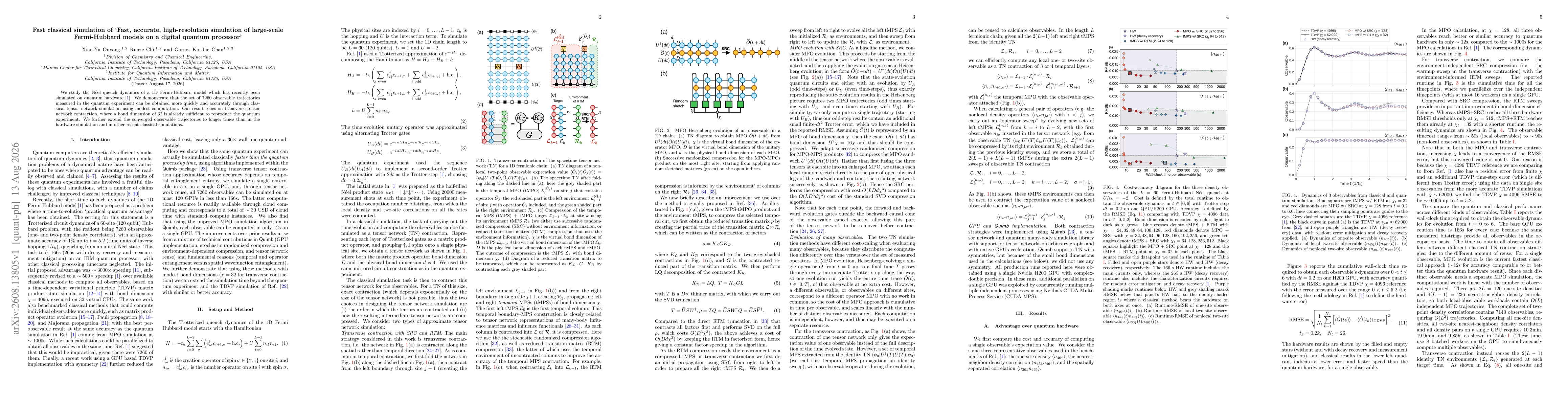 Thumbnail for Fast classical simulation of `Fast, accurate, high-resolution simulation of large-scale Fermi-Hubbard models on a digital quantum processor'