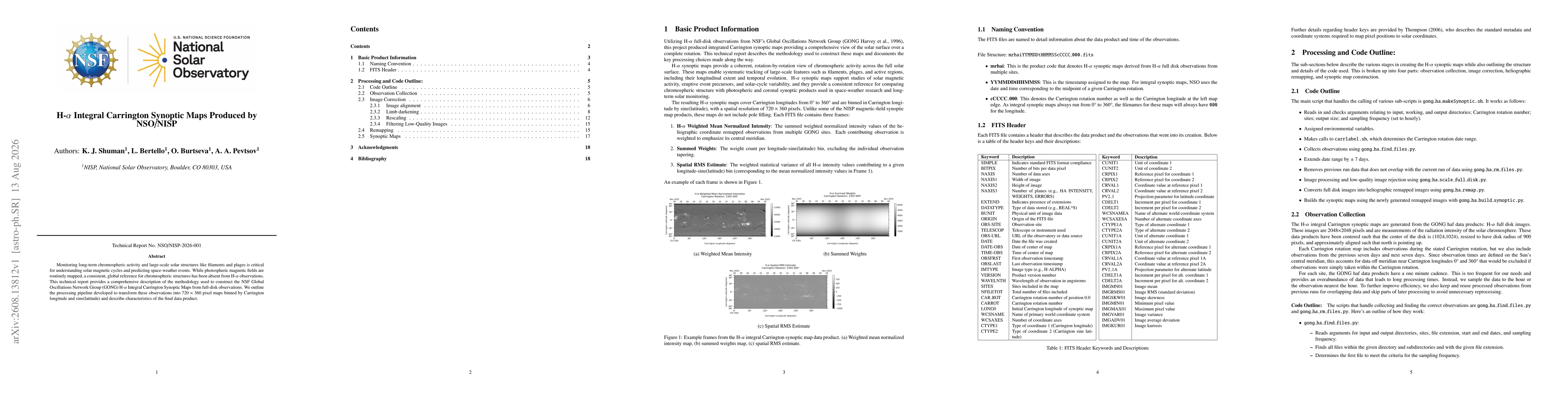 Thumbnail for H-$α$ Integral Carrington Synoptic Maps Produced by NSO/NISP