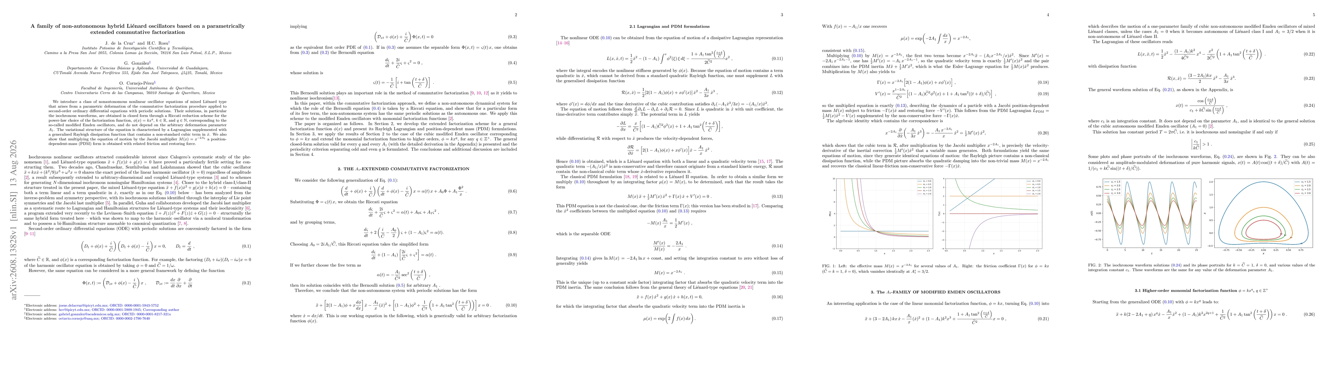 Thumbnail for A family of non-autonomous hybrid Lienard oscillators based on a parametrically extended commutative factorization