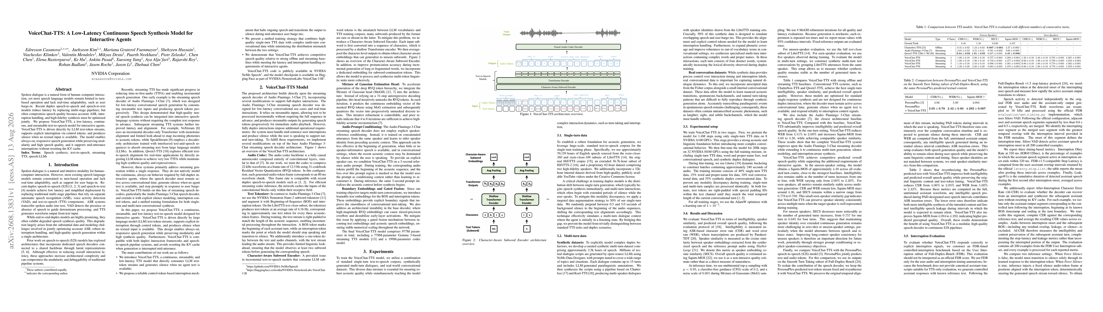 Thumbnail for VoiceChat-TTS: A Low-Latency Continuous Speech Synthesis Model for Interactive Agents