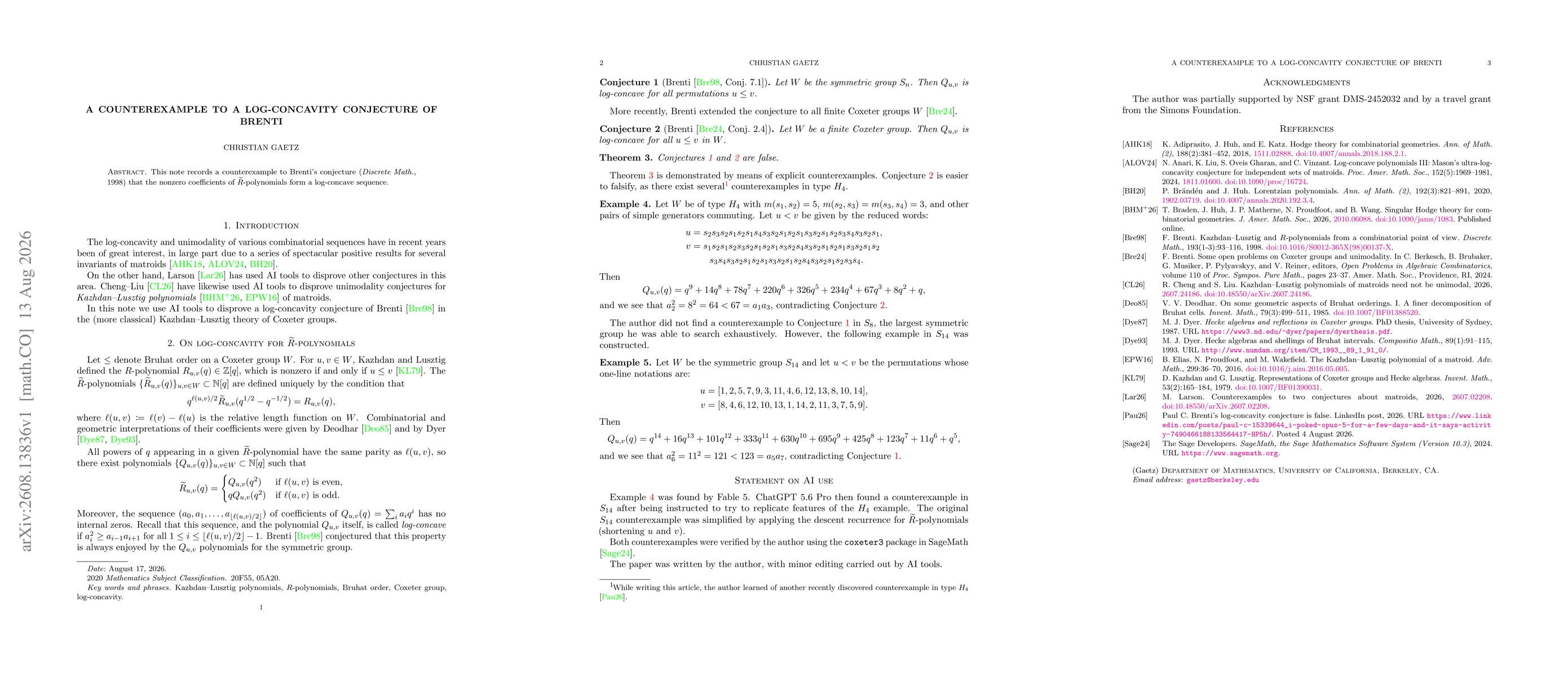 Thumbnail for A counterexample to a log-concavity conjecture of Brenti