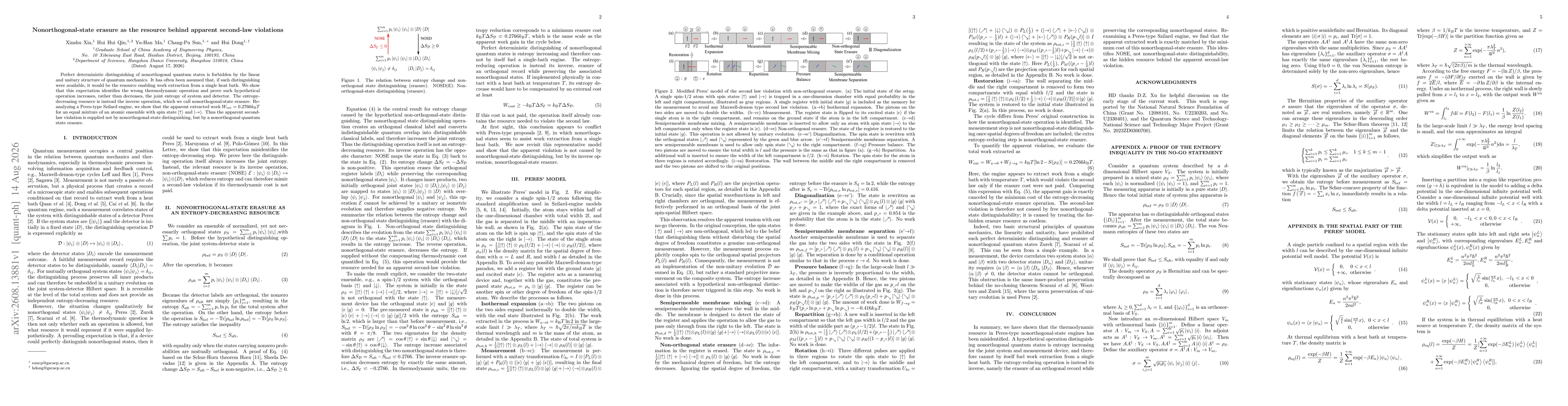 Thumbnail for Nonorthogonal-state erasure as the resource behind apparent second-law violations