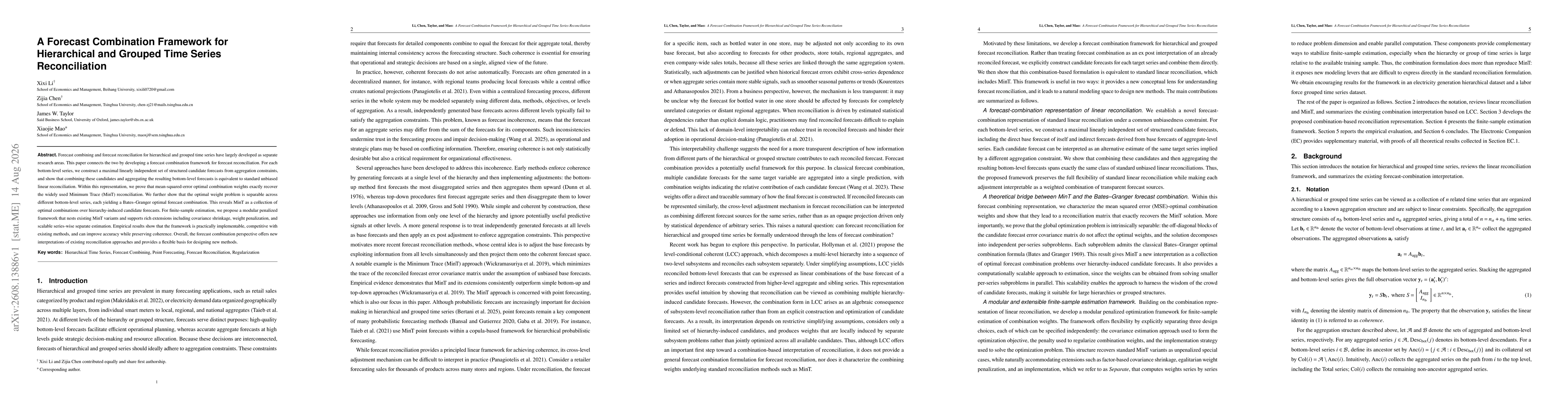 Thumbnail for A Forecast Combination Framework for Hierarchical and Grouped Time Series Reconciliatio