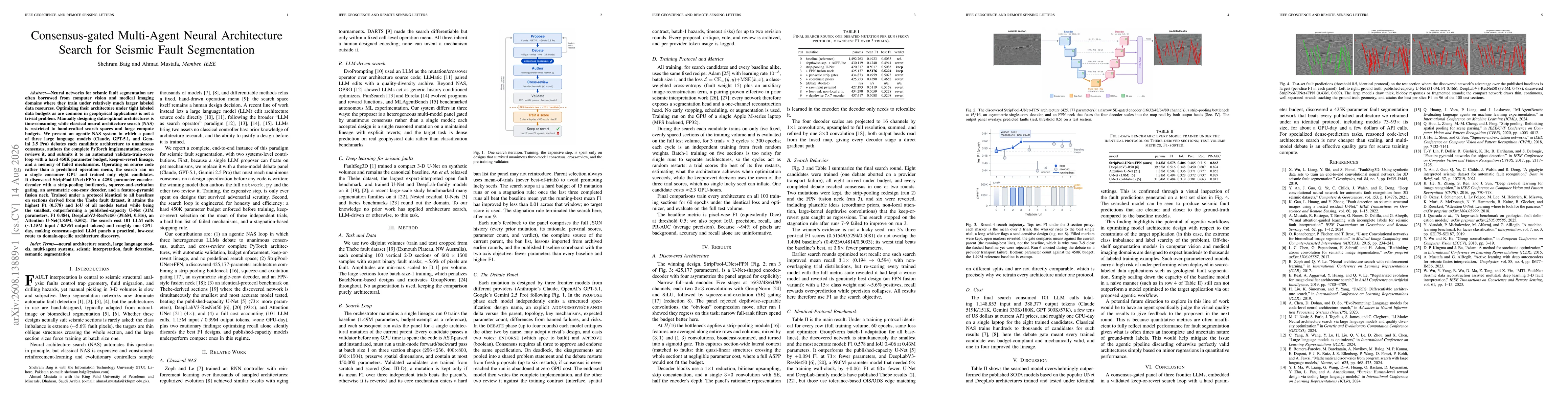 Thumbnail for Consensus-gated Multi-Agent Neural Architecture Search for Seismic Fault Segmentation