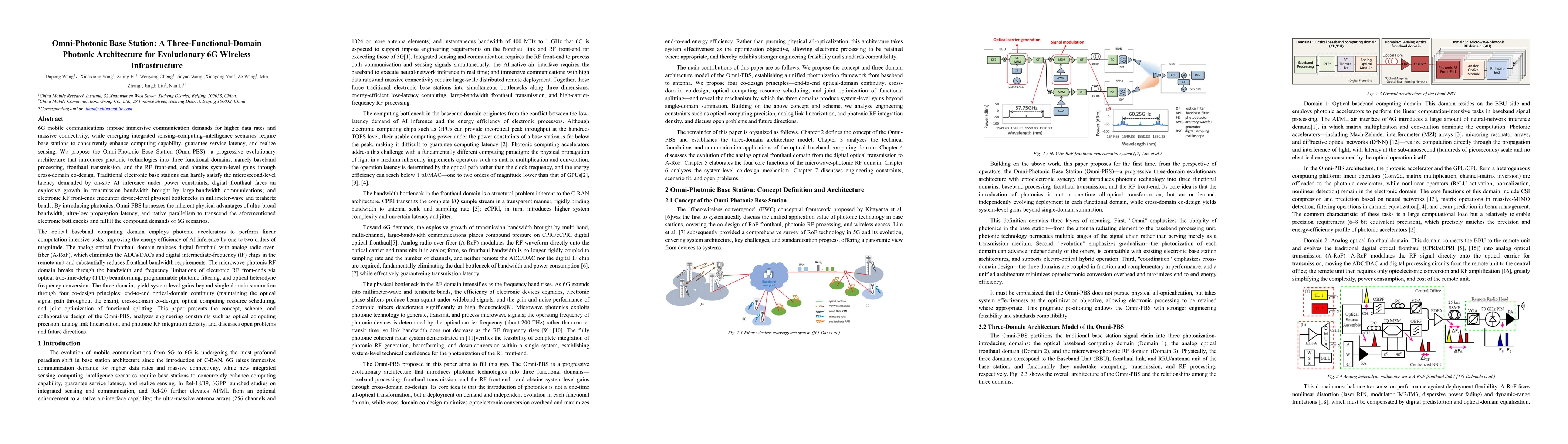 Thumbnail for Omni-Photonic Base Station: A Three-Functional-Domain Photonic Architecture for Evolutionary 6G Wireless Infrastructure