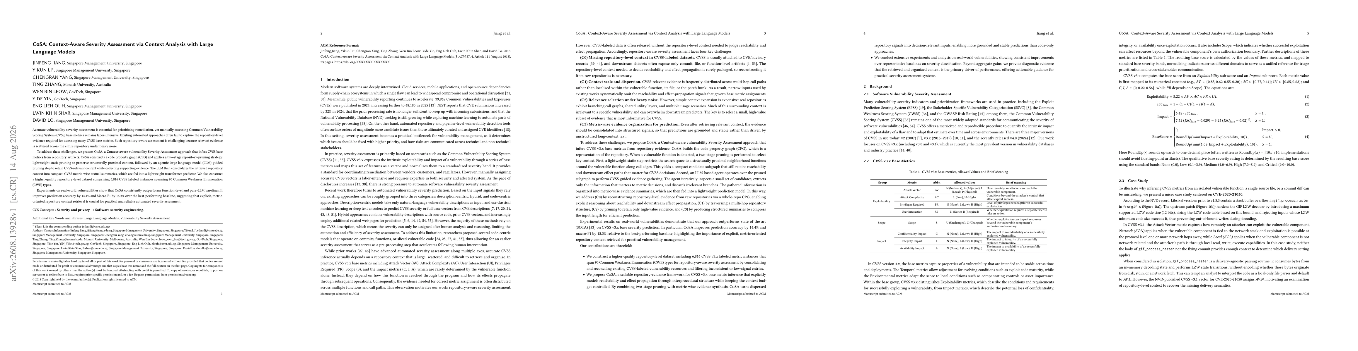 Thumbnail for CoSA: Context-Aware Severity Assessment via Context Analysis with Large Language Models