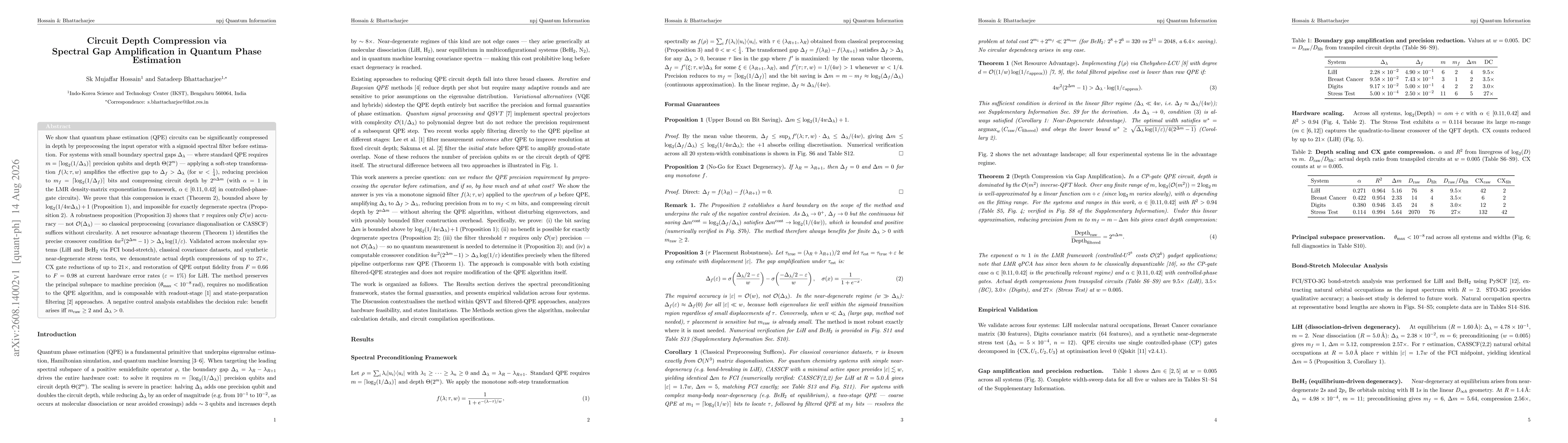 Thumbnail for Circuit Depth Compression via Spectral Gap Amplification in Quantum Phase Estimation