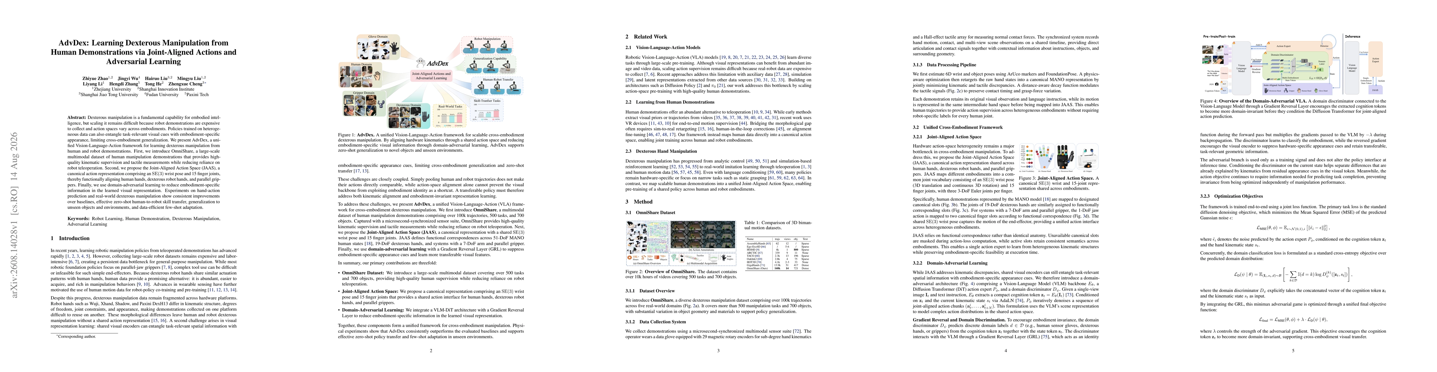 Thumbnail for AdvDex: Learning Dexterous Manipulation from Human Demonstrations via Joint-Aligned Actions and Adversarial Learning