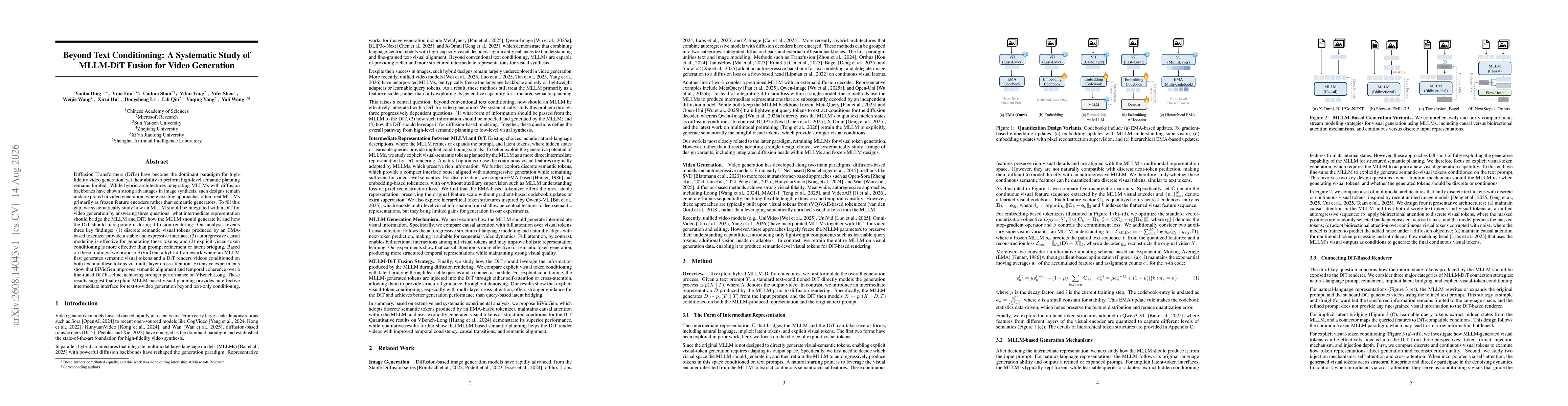 Thumbnail for Beyond Text Conditioning: A Systematic Study of MLLM-DiT Fusion for Video Generation
