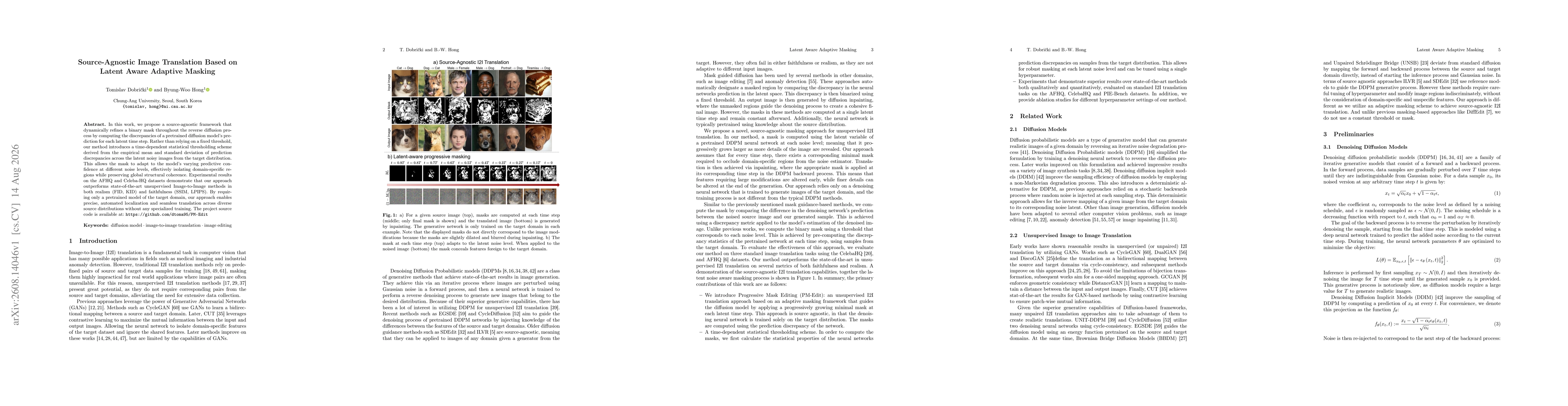 Thumbnail for Source-Agnostic Image Translation Based on Latent Aware Adaptive Masking