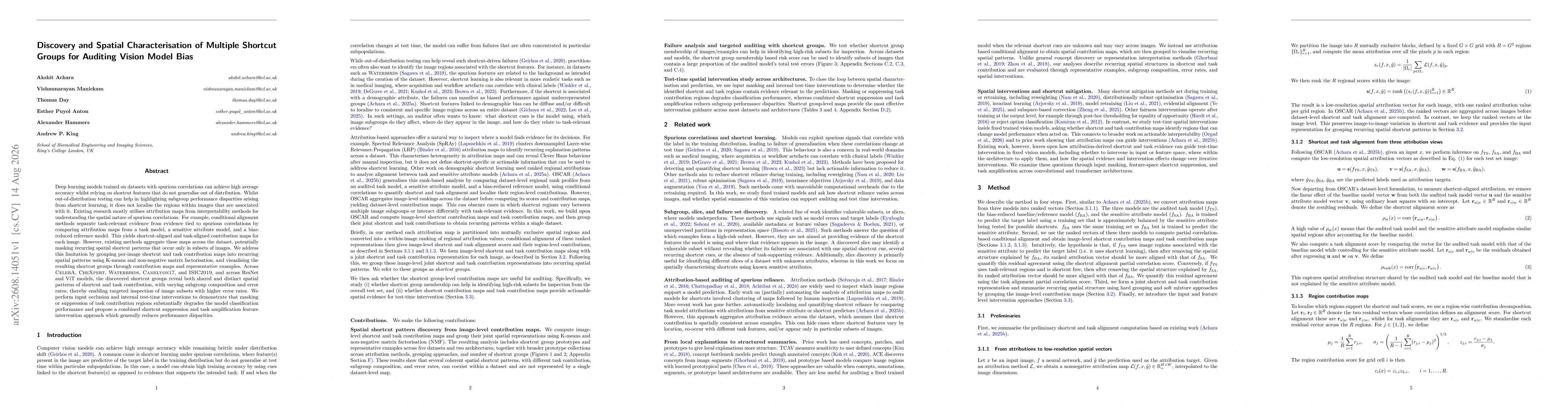 Thumbnail for Discovery and Spatial Characterisation of Multiple Shortcut Groups for Auditing Vision Model Bias