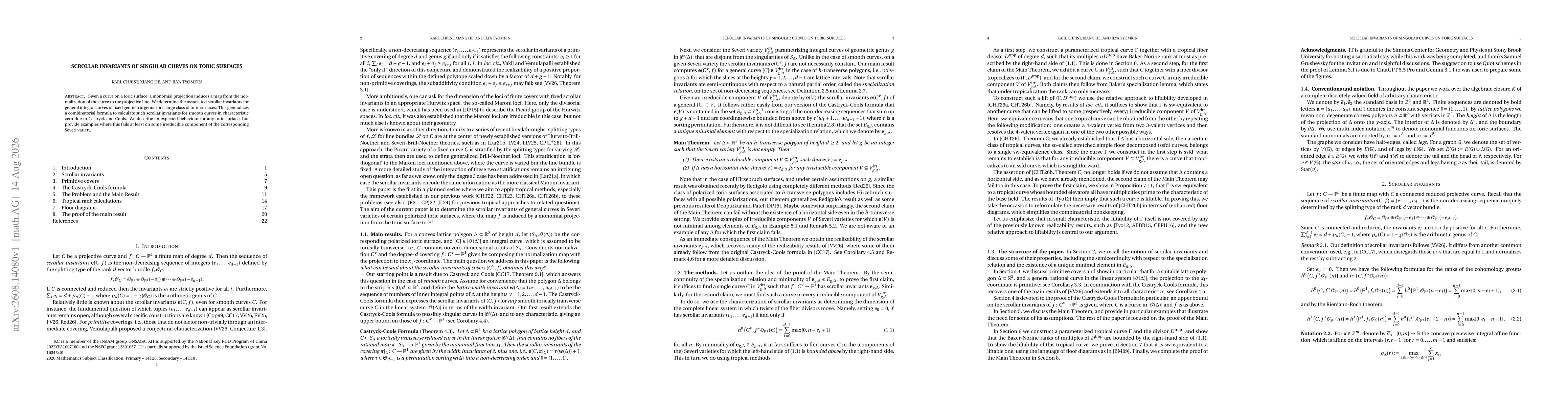 Thumbnail for Scrollar invariants of singular curves on toric surfaces