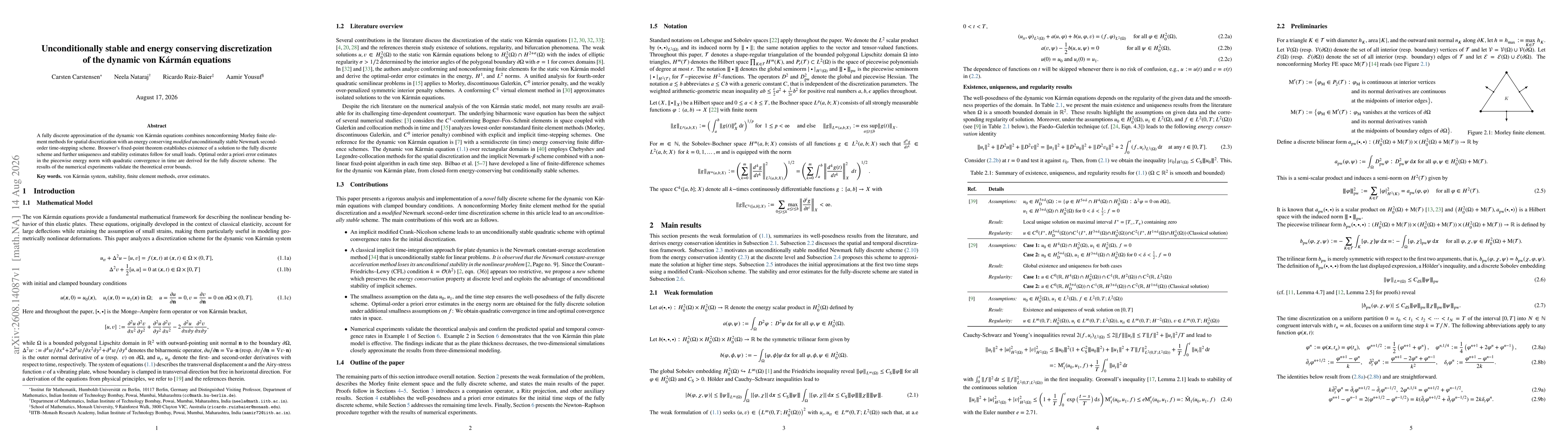 Thumbnail for Unconditionally stable and energy conserving discretization of the dynamic von Kármán equations