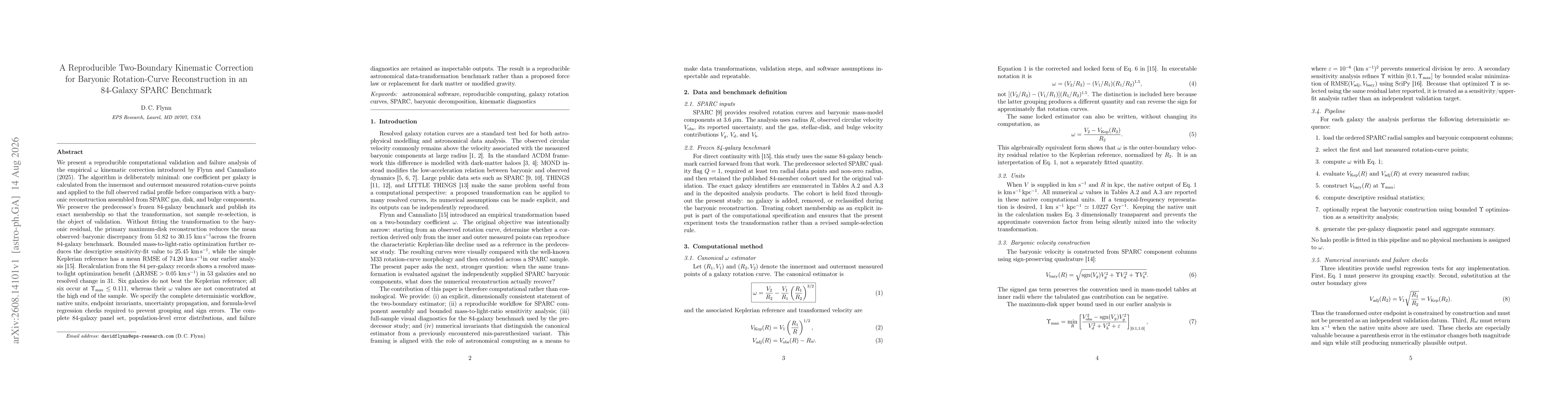 Thumbnail for A Reproducible Two-Boundary Kinematic Correction for Baryonic Rotation-Curve Reconstruction in an 84-Galaxy SPARC Benchmark