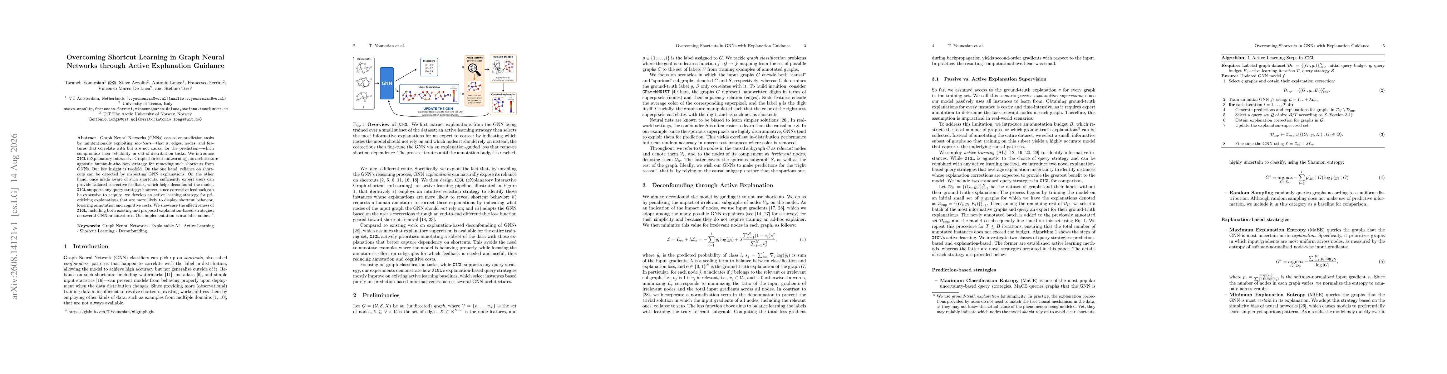 Thumbnail for Overcoming Shortcut Learning in Graph Neural Networks through Active Explanation Guidance
