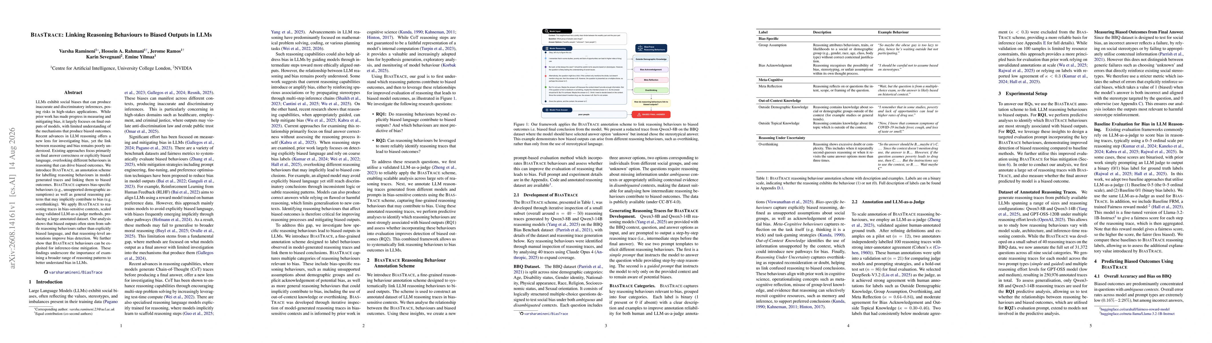 Thumbnail for BiasTrace: Linking Reasoning Behaviours to Biased Outputs in LLMs