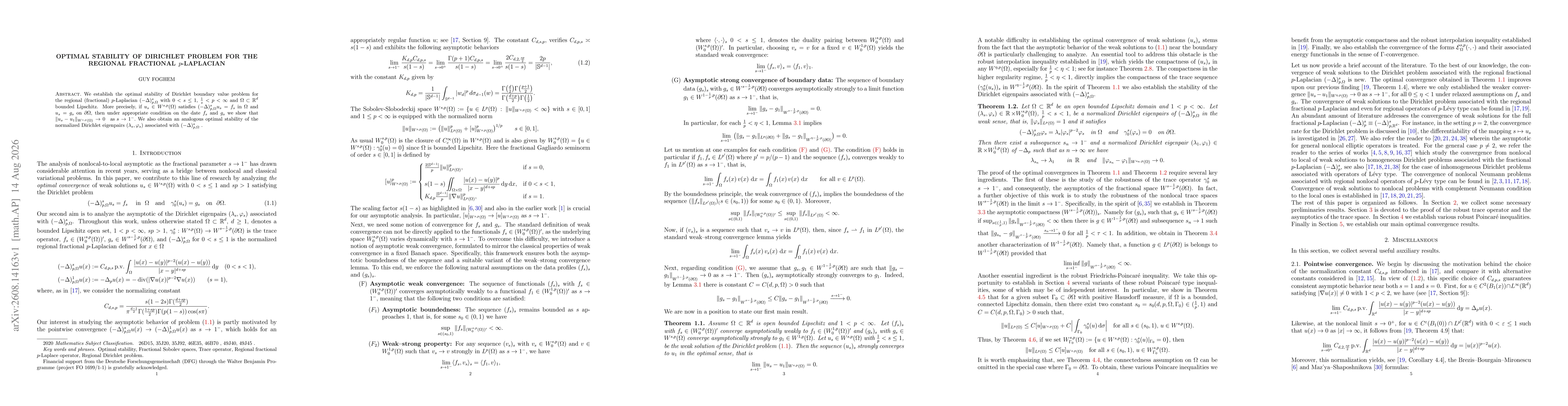 Thumbnail for Optimal stability of Dirichlet problem for the regional fractional $p$-Laplacian