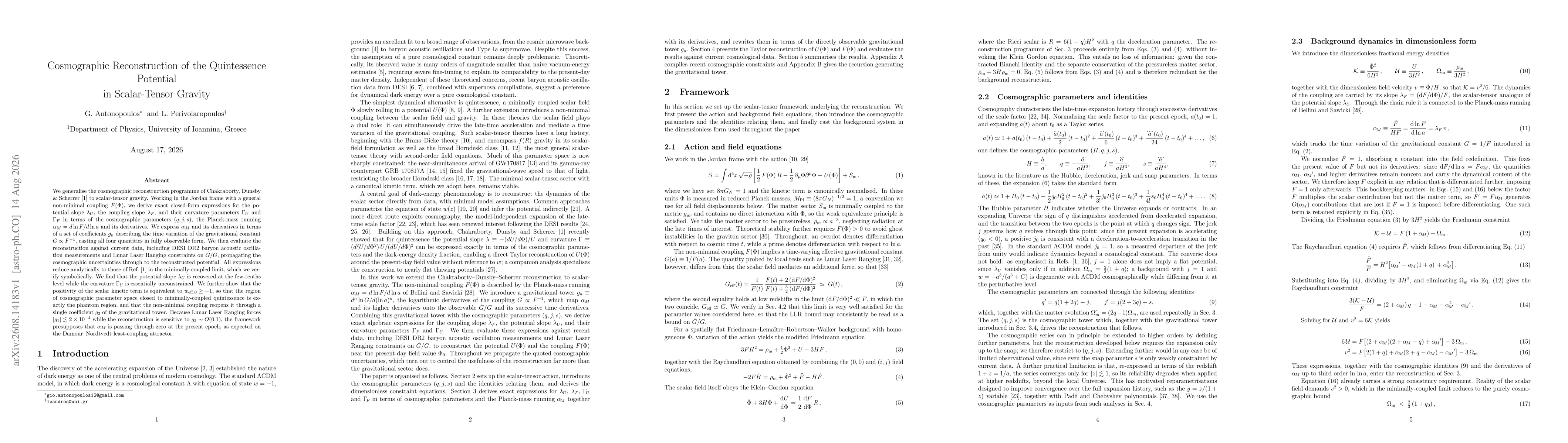 Thumbnail for Cosmographic Reconstruction of the Quintessence Potential in Scalar-Tensor Gravity
