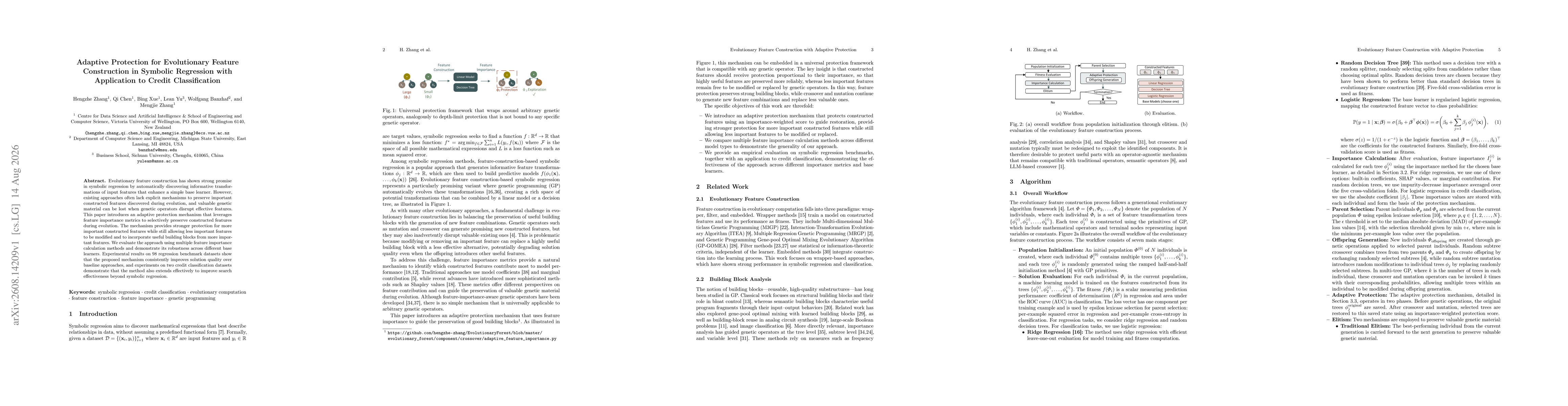 Thumbnail for Adaptive Protection for Evolutionary Feature Construction in Symbolic Regression with Application to Credit Classification