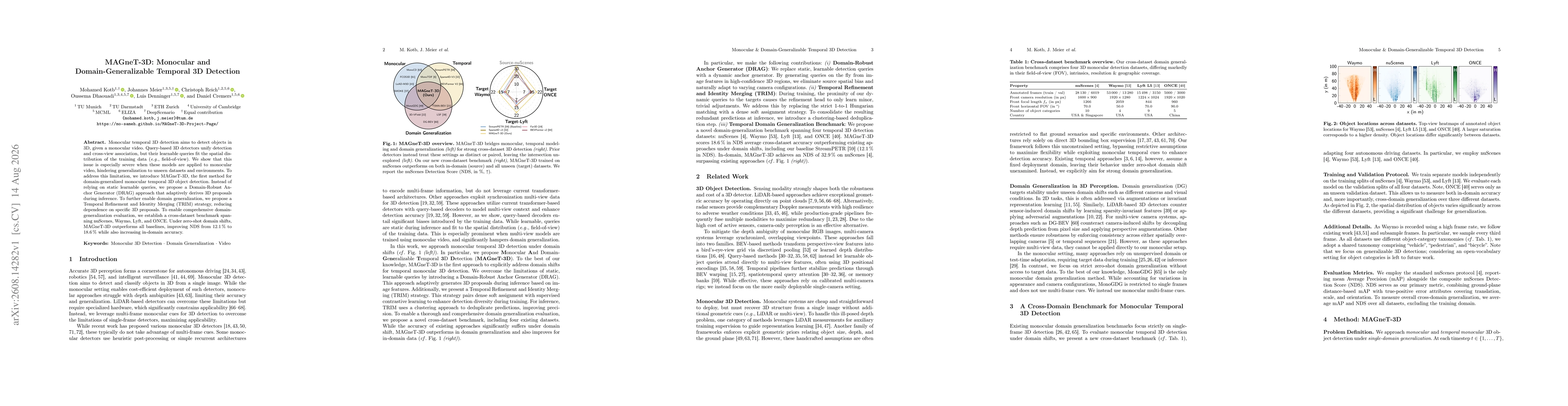 Thumbnail for MAGneT-3D: Monocular and Domain-Generalizable Temporal 3D Detection