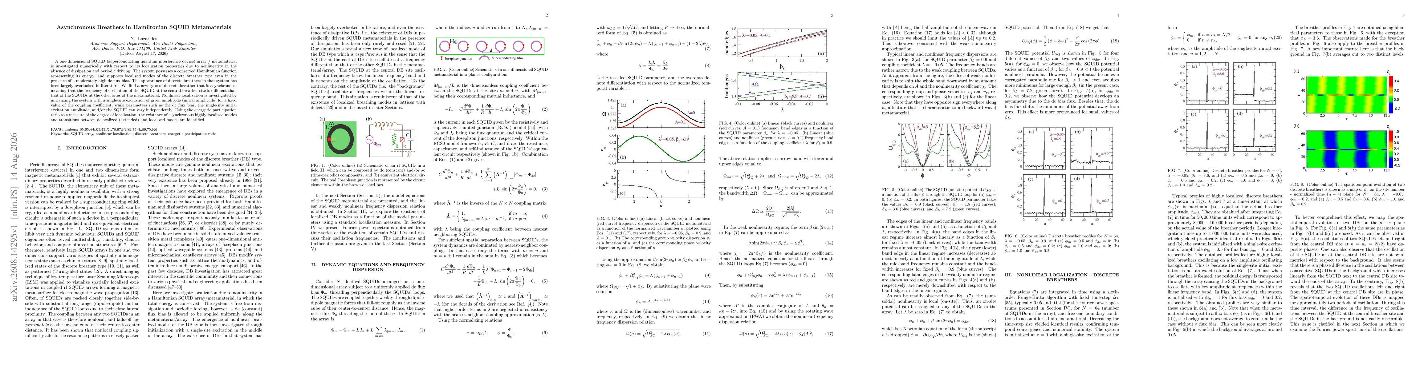 Thumbnail for Asynchronous Breathers in Hamiltonian SQUID Metamaterials