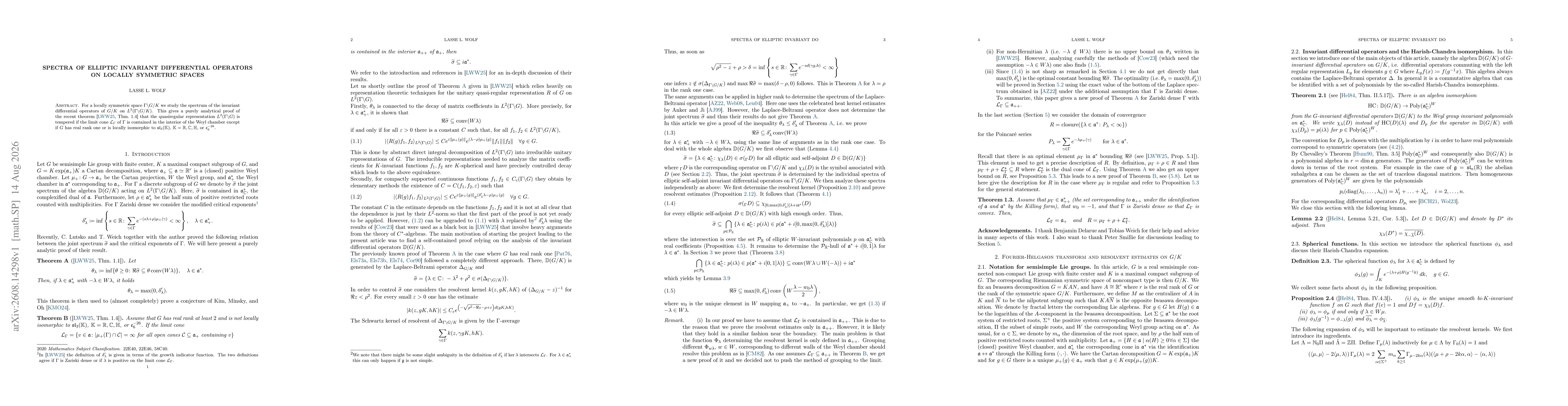 Thumbnail for Spectra of elliptic invariant differential operators on locally symmetric spaces